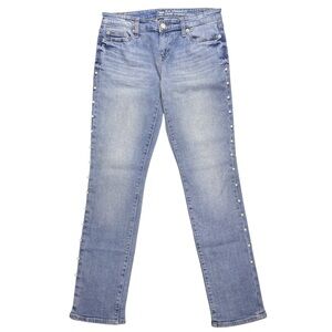 Gap Real Straight Jeans Pearl Embellished Light Wash Women’s Size 4R